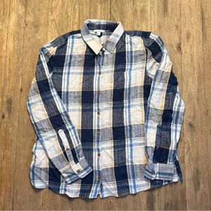 LL Bean Signature Collection, Blue Plaid Women’s Button Down Shirt, NWT, Size L